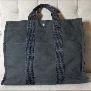 Authentic Hermès Herline Tote MM GRAY CANVAS